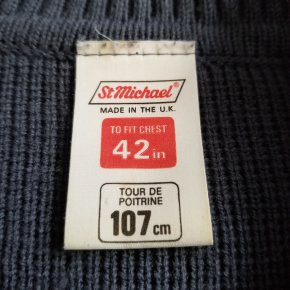 80s Vintage ST. MICHAEL Suede Accent Zip-up Cardigan Sweater Size 42 / XL - Picture 6 of 15